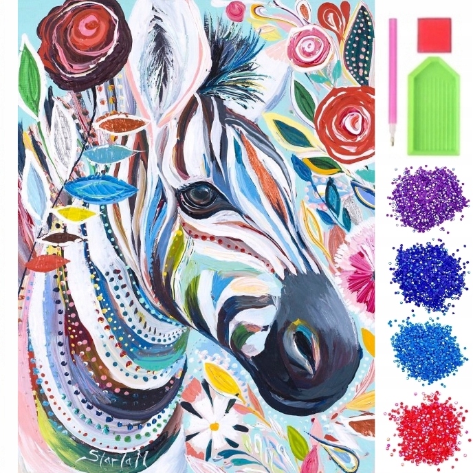 Haft Diamentowy Mozaika Diamentowa 5D Zebra