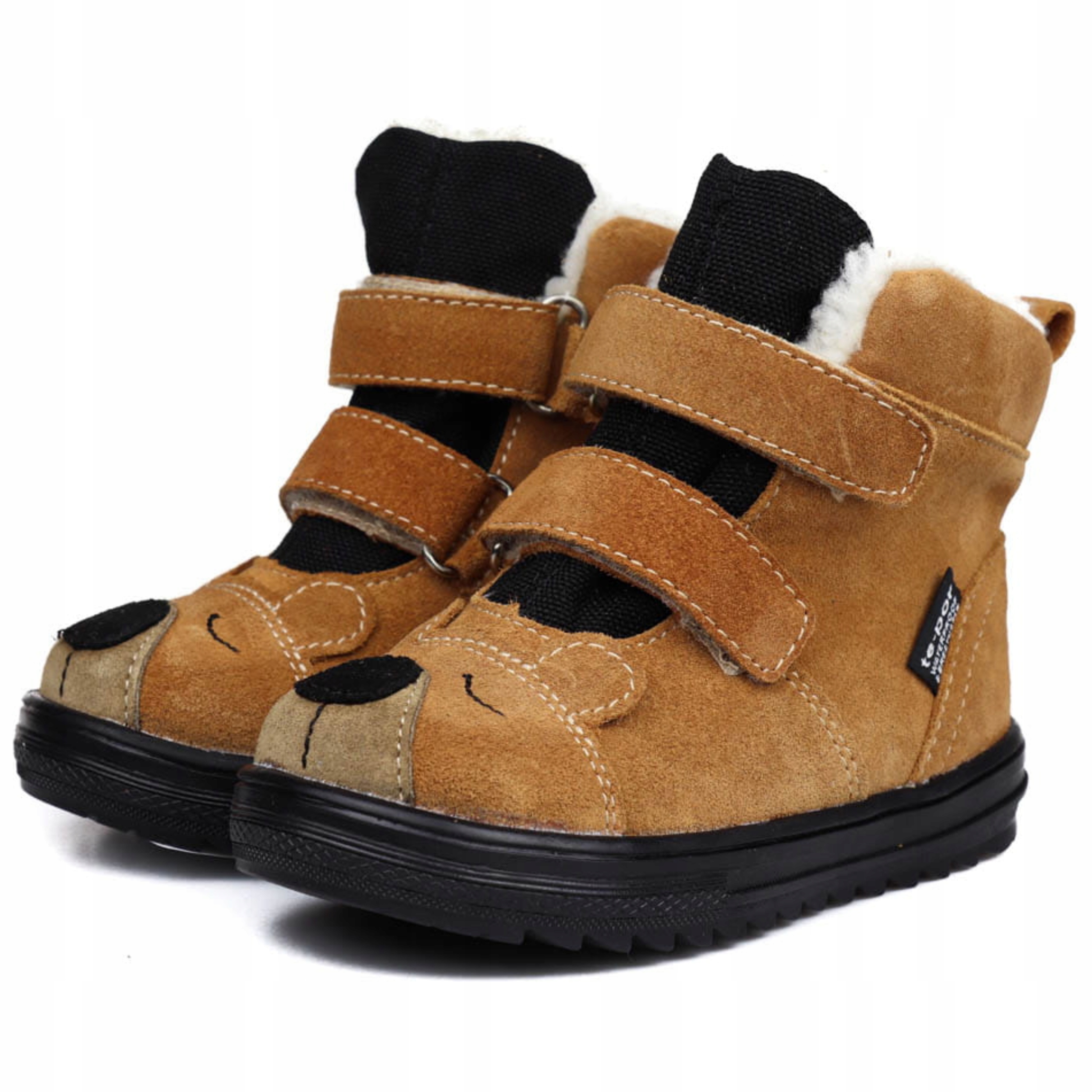 Mido 32-18 Buty Zimowe Skórzane Ocieplane Wodoodporne Camel Misie R 28