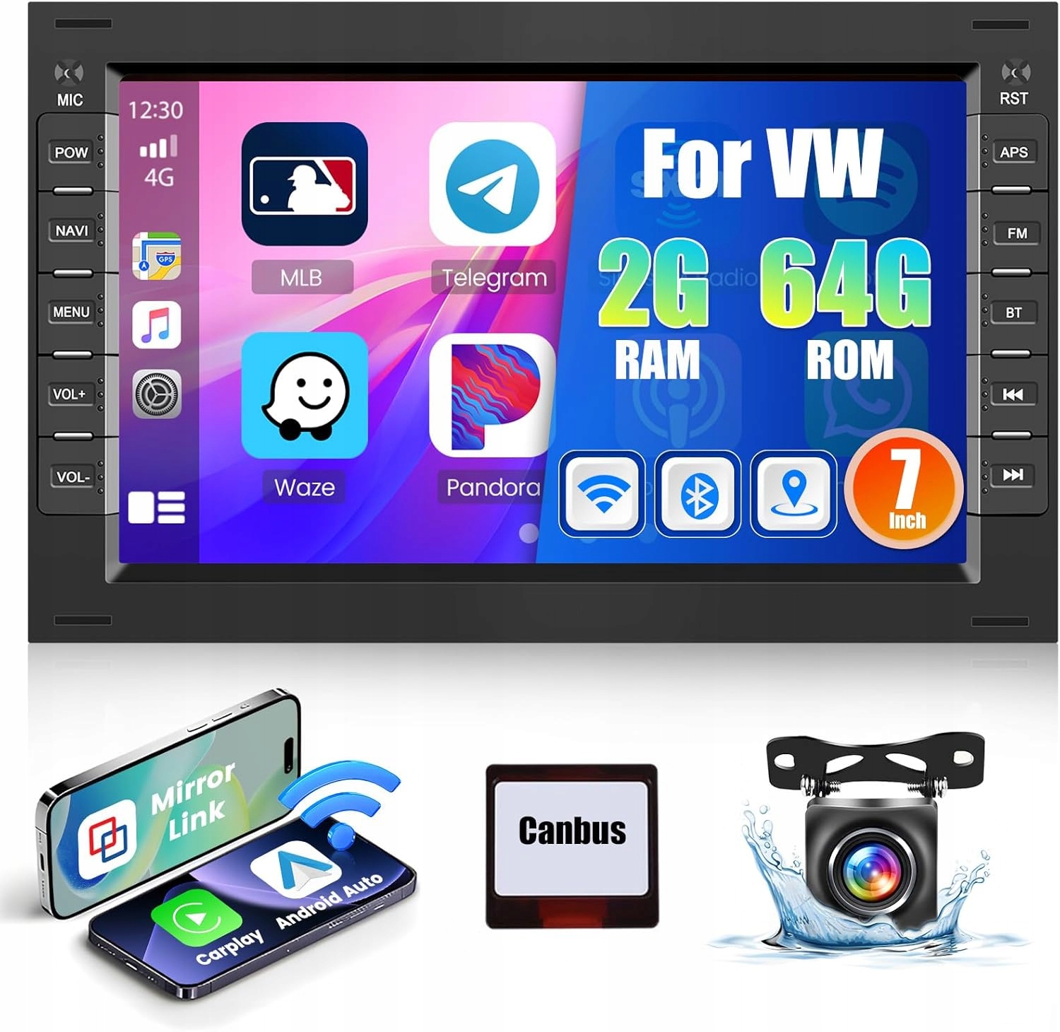 Rádio Android 13 Auto Vw Bora T5 Golf 4 Passat Seat Carplay 2/64GB