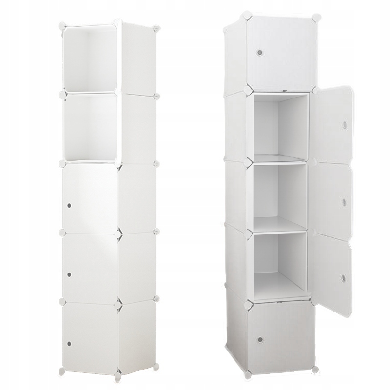 Skříň Skříň 5 Polic Regál Skříňka Sloupek Šatní Skříň Bílá