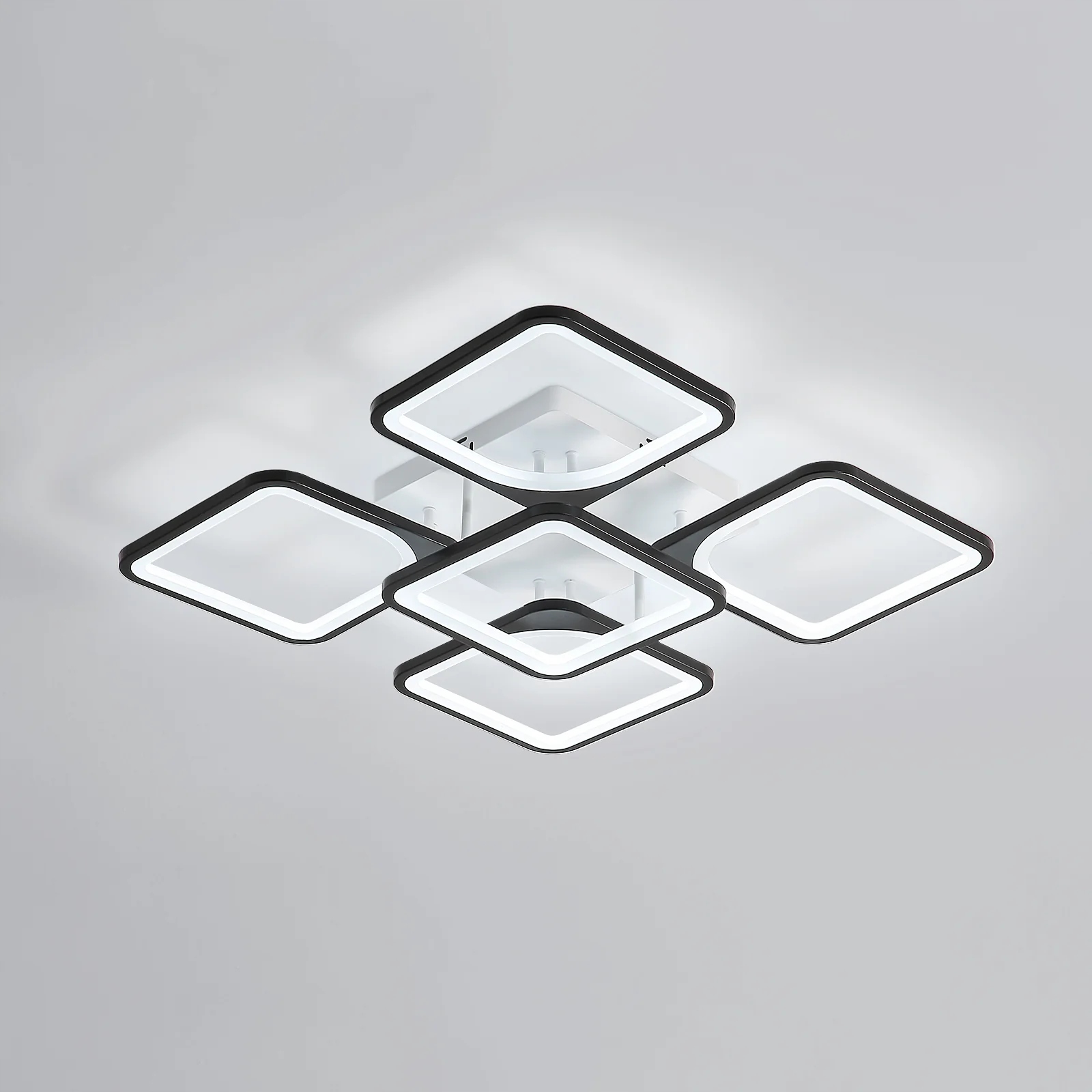 Lampa Sufitowa Kwadrat Plafon Led Żyrandol Czarny Nowoczesny 61W 6500K