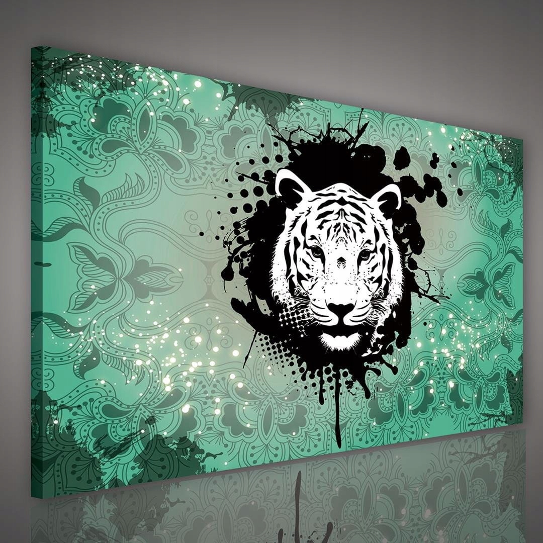 Obraz 100x75 Bílý tygr grafika abstrakce energie síla dynamika kontrast