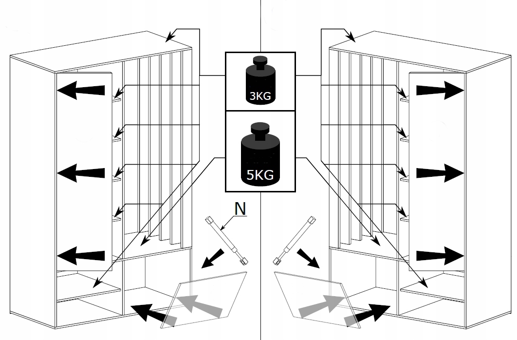 Garderoba wieszaki półki z lustrem MILO ARTISAN Szerokość mebla 100 cm