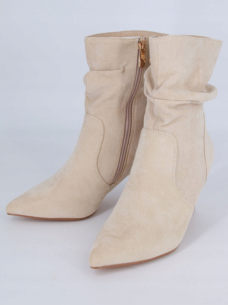 WIOSENNE BOTKI W SZPIC ZAMSZOWE NA NISKIM OBCASIE SZPILKI BEŻOWE DAMSKIE 41 Marka inna