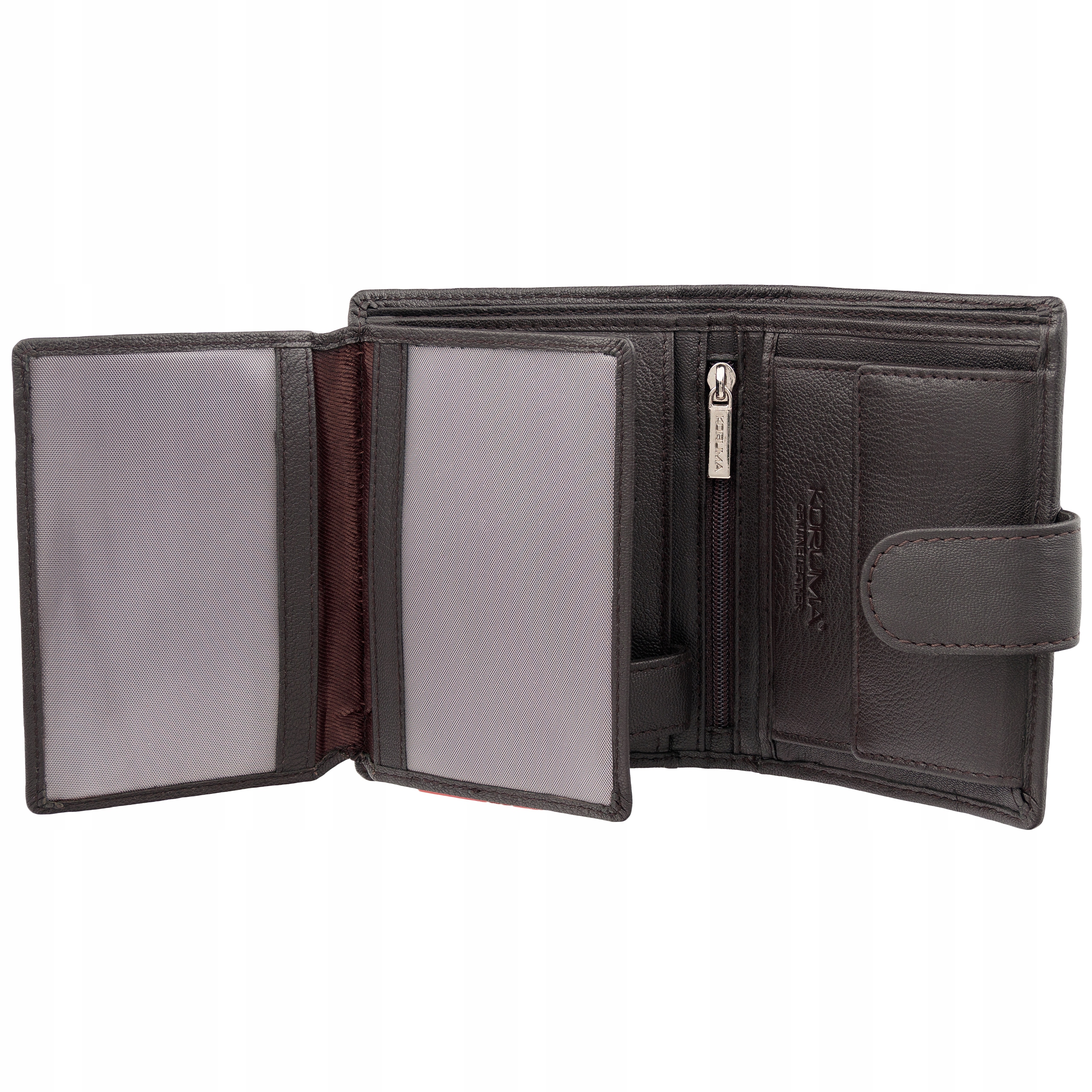 Portofel barbatesc din piele pentru carduri si monede cu protectie RFID BLOCK (maro inchis) - SM-904GBR