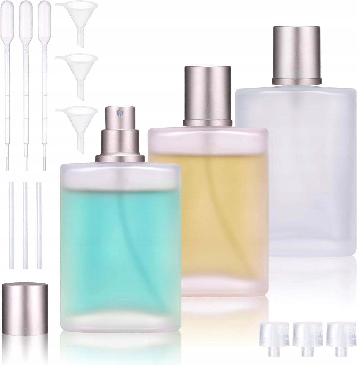 Sada 3 Kusů Lahví Na Parfém 50 ML S Rozprašovačem A Nálevkou