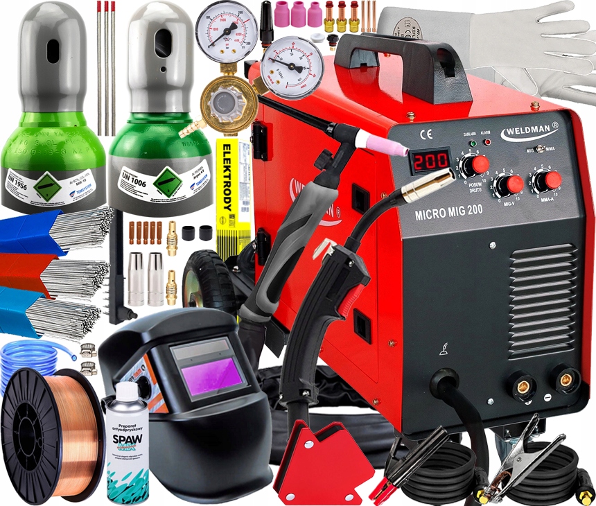Invertorová Svářečka Migomat Poloautomatická Weldman Micro Mig 200 230V 200A Mma