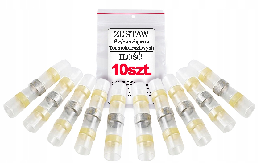

10x Złączki Rurki Koszulki Termokurczliwe Z Cyną