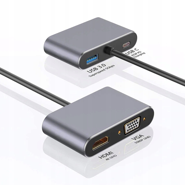 HUB USB-C ADAPTER HDMI 4k VGA USB 3.0 PD Marka Tradebit