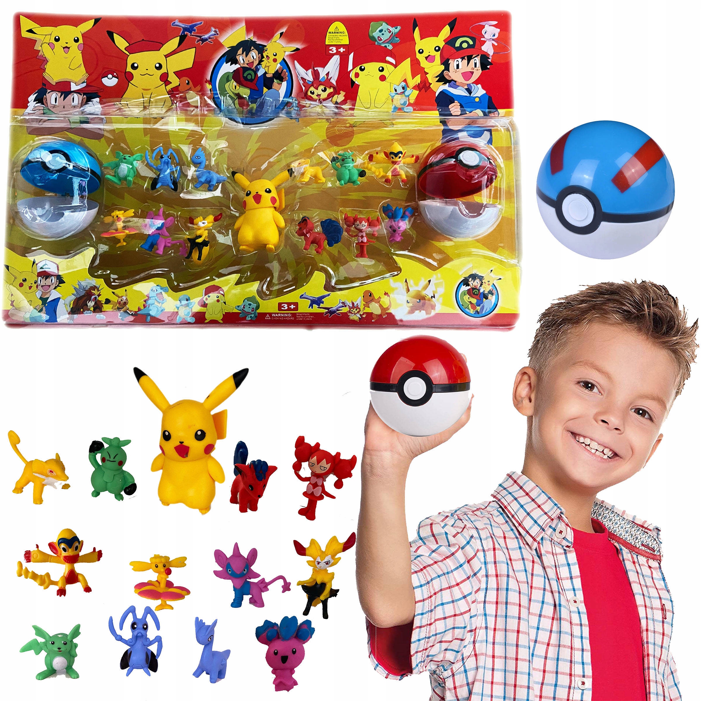 

Pokemon Duży Zestaw 13 Figurek 2x Pokeball