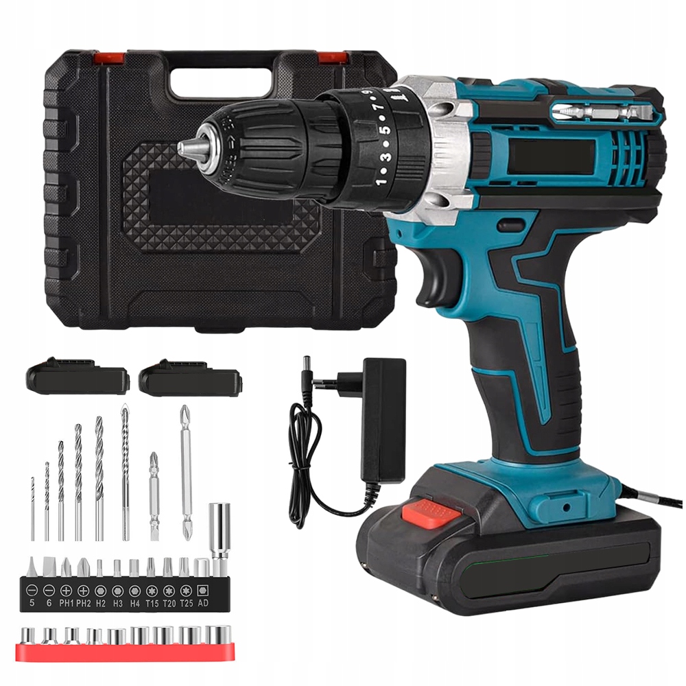 Aku Vrtačka 21V 2X1200MAH Led 45NM 1500RPM 32 Bitů S Kufrem