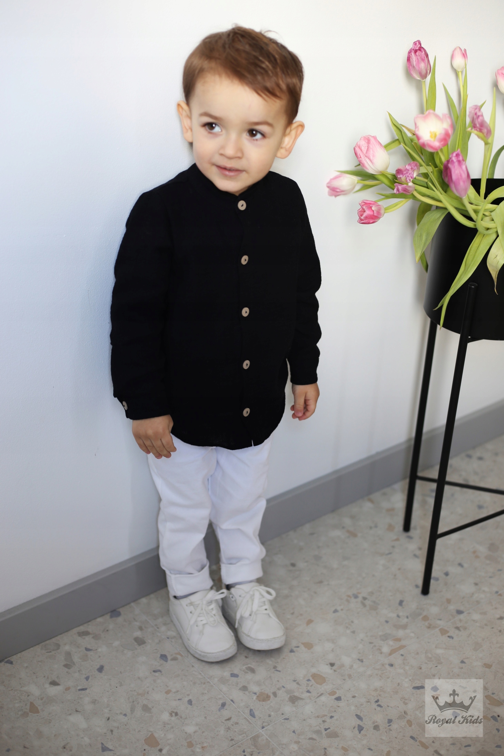 Koszula Muślinowa Chłopięca bawełniana CZARNA Royal Kids 116 122 PL Marka Royal Kids