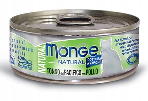 Levně 8x Monge Natural Tuňák žlutý s kuřecím masem 80 g