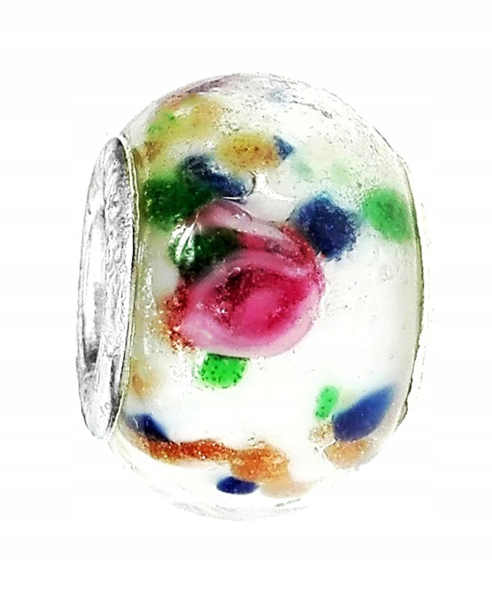 

Zawieszka beads szklany w różnokolorowe kwiaty