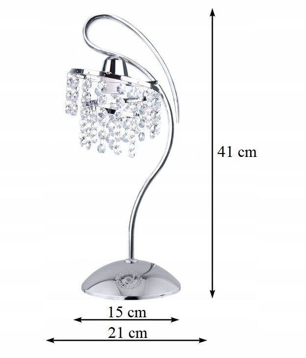 LAMPKA NOCNA STOŁOWA KRYSZTAŁOWA CHROM LED PERŁA Marka Tadex