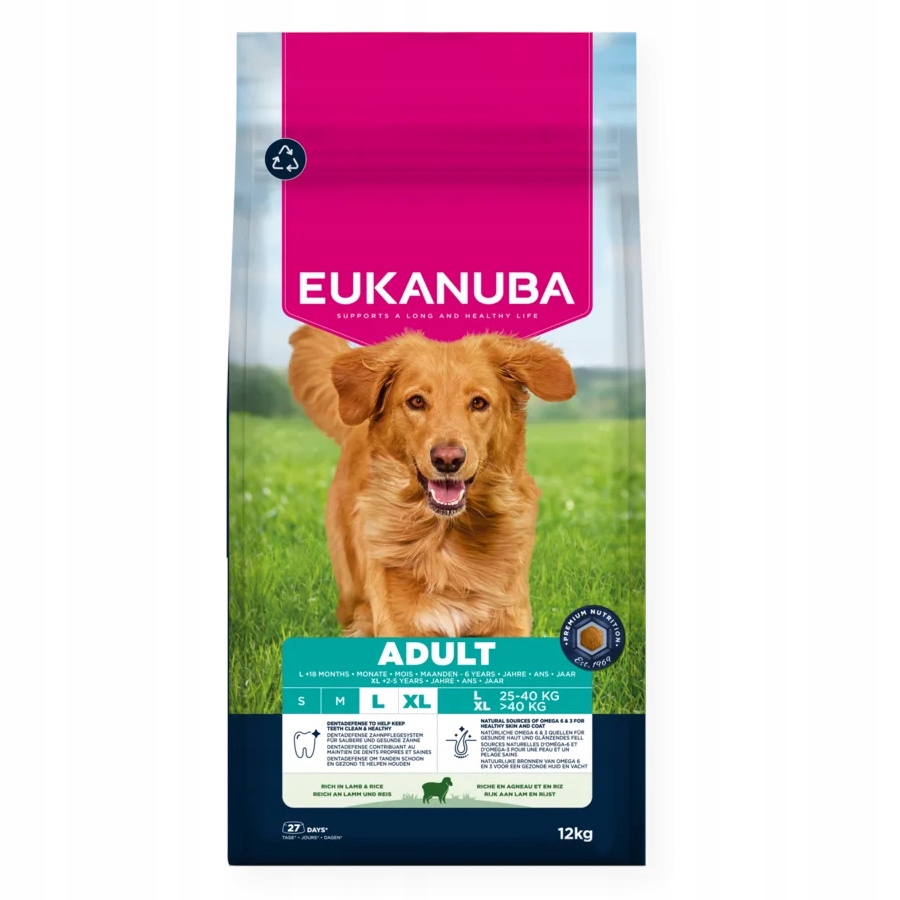 Levně Eukanuba Adult Jehněčí rýže 12 kg Suché Krmivo pro dospělé psy velkých plemen