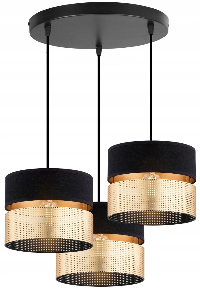 Lampa Wisząca Sufitowa Abażur Żyrandol Czarno Złoty Led