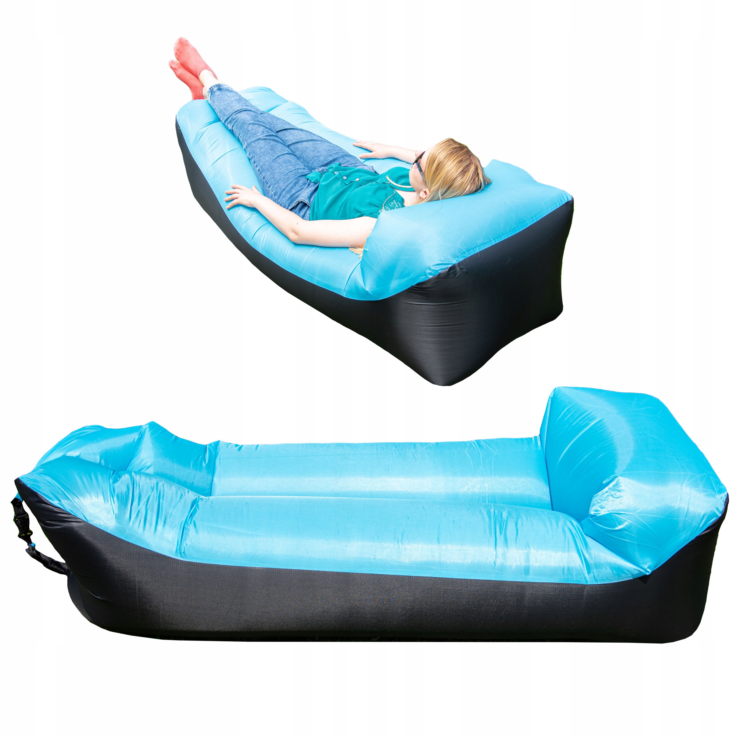 

Lazy Bag Sofa Materac Błękitny Zagłówek +Pokrowiec