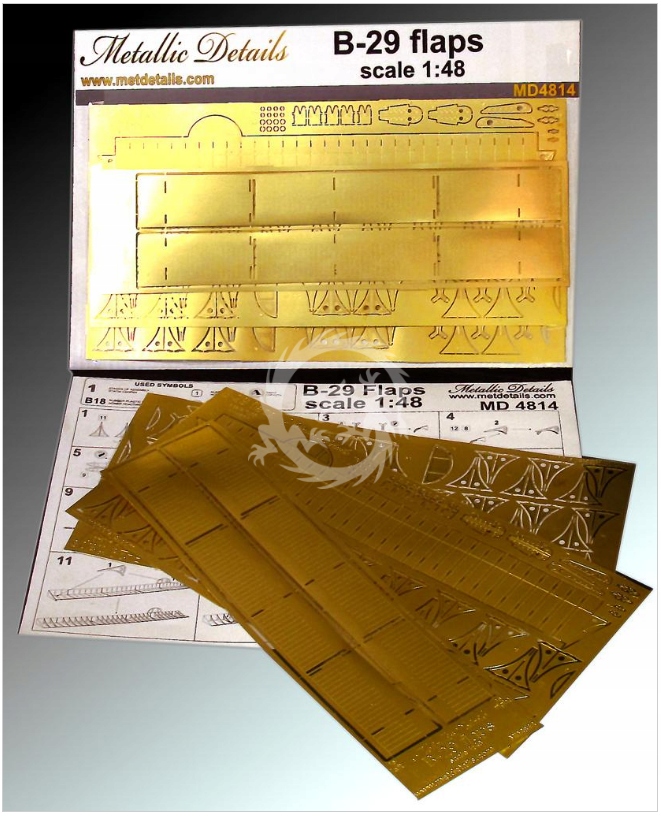 Detailingová sada pro model letadla B-29. Klapky Kovové detaily MD4814 1/48