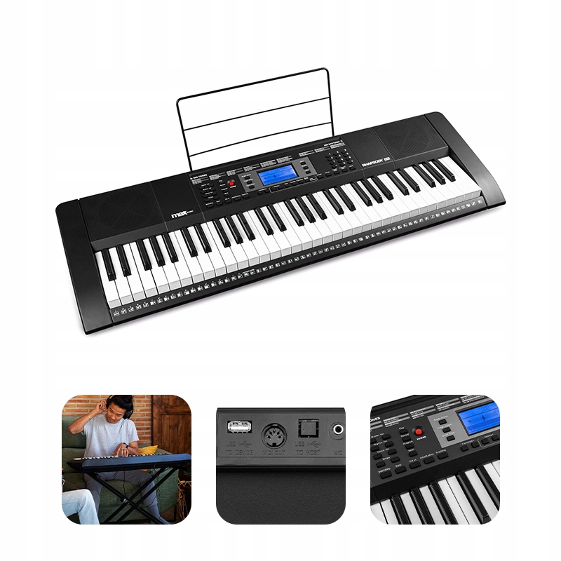 Keyboard 61 klawiszy MAX Rhapsody61M mikrofon LCD USB MIDI