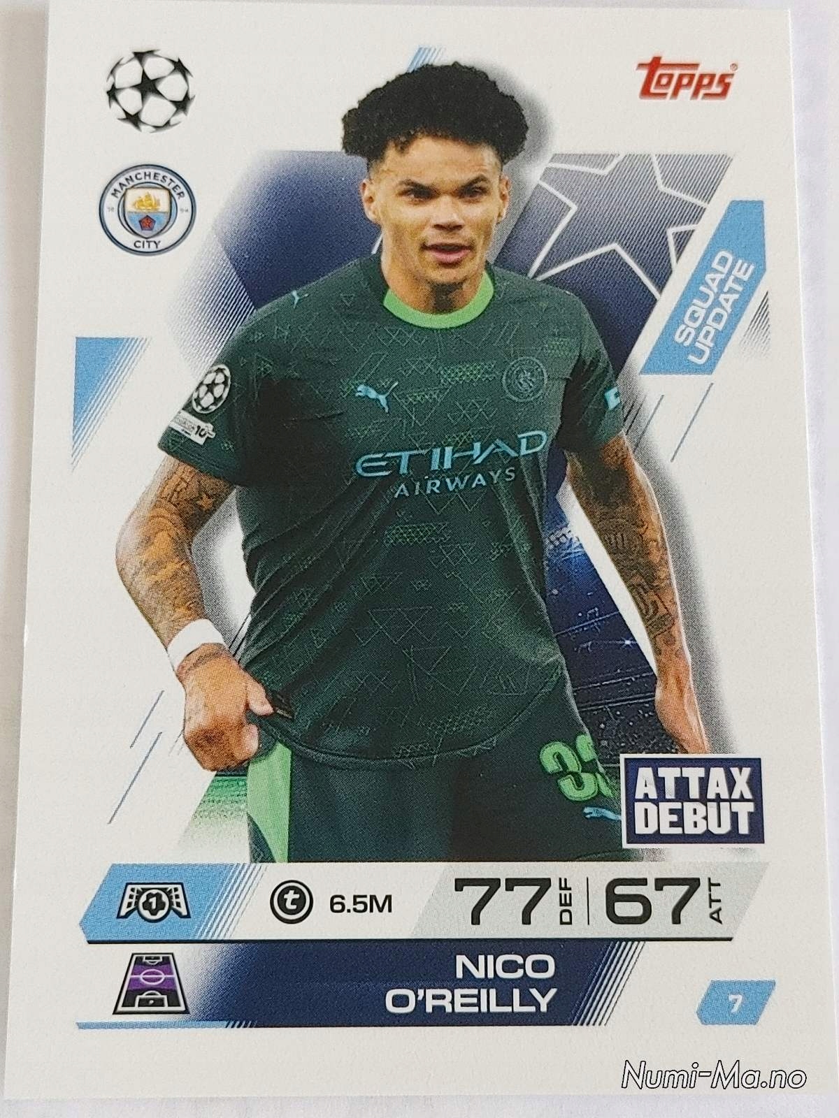 Topps Match Attax Extra 2025-2026 N.007 O'reilly Manchester City 6007