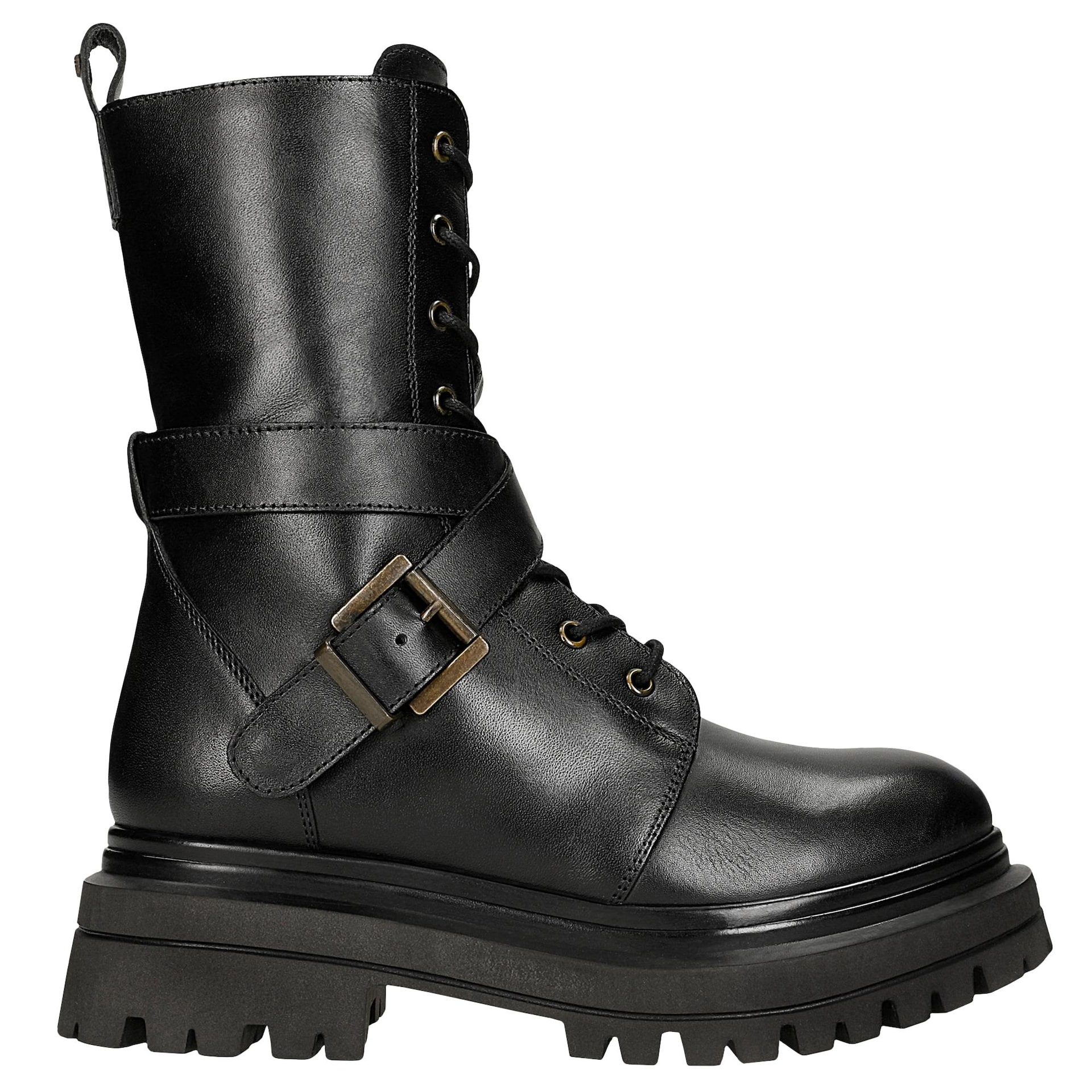 Černé masivní dámské bikery z lícové kůže vel. 37