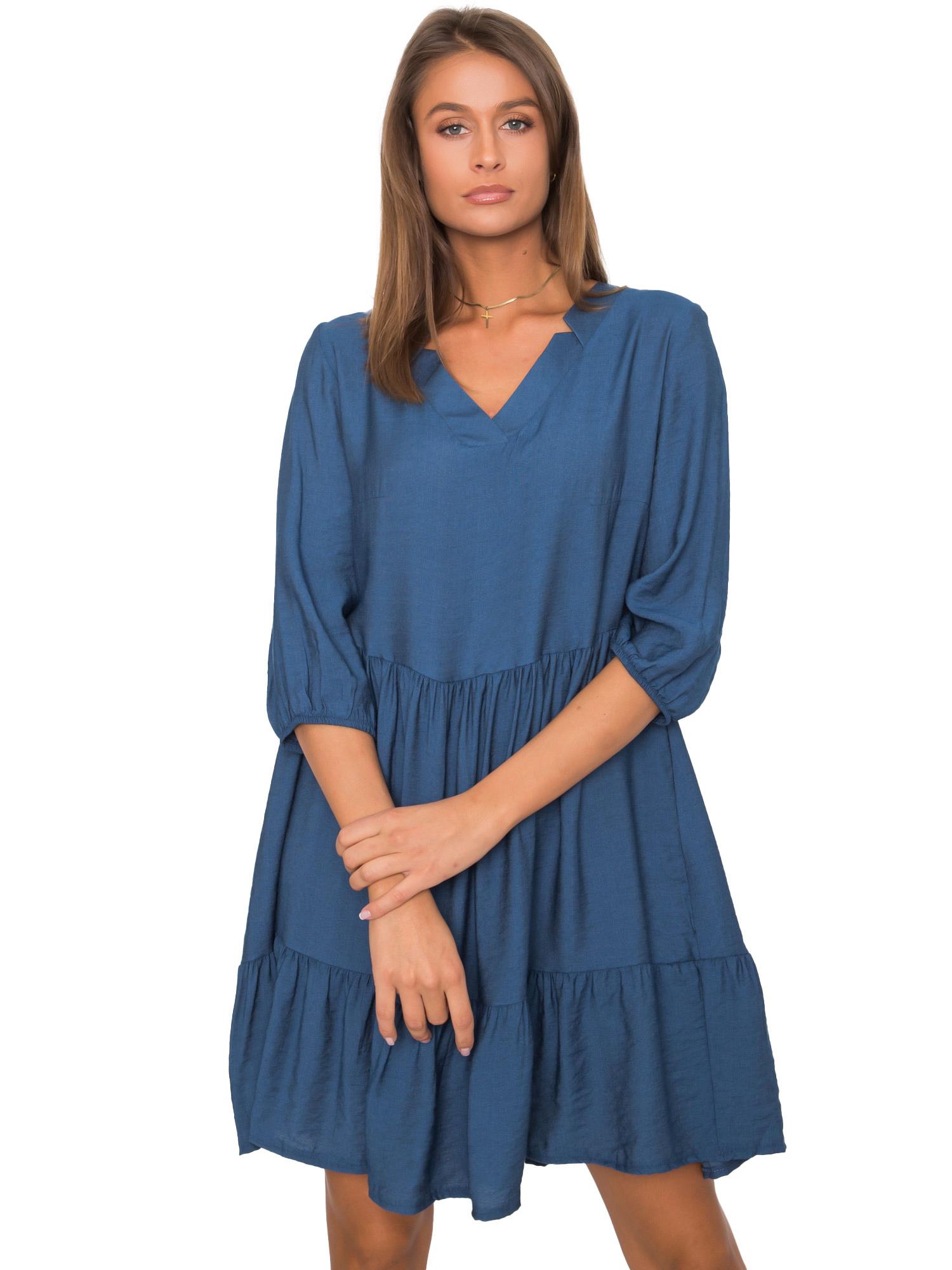 

Sukienka Kobieca z falbaną rękaw 3/4 - L/XL
