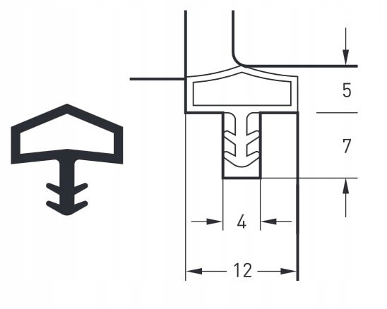 Uszczelka wciskana do futryn drewnianych, MDF 1mb Kod producenta Uszczelka wciskana brązowa