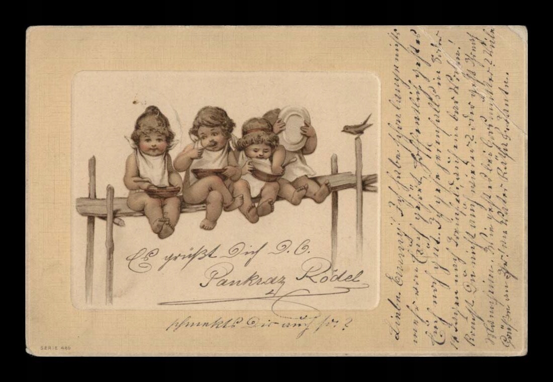 EMIL DOTZERT - CZTERY ŁAKOMCZUCHY - 1907 R. (PODKLEJONA)