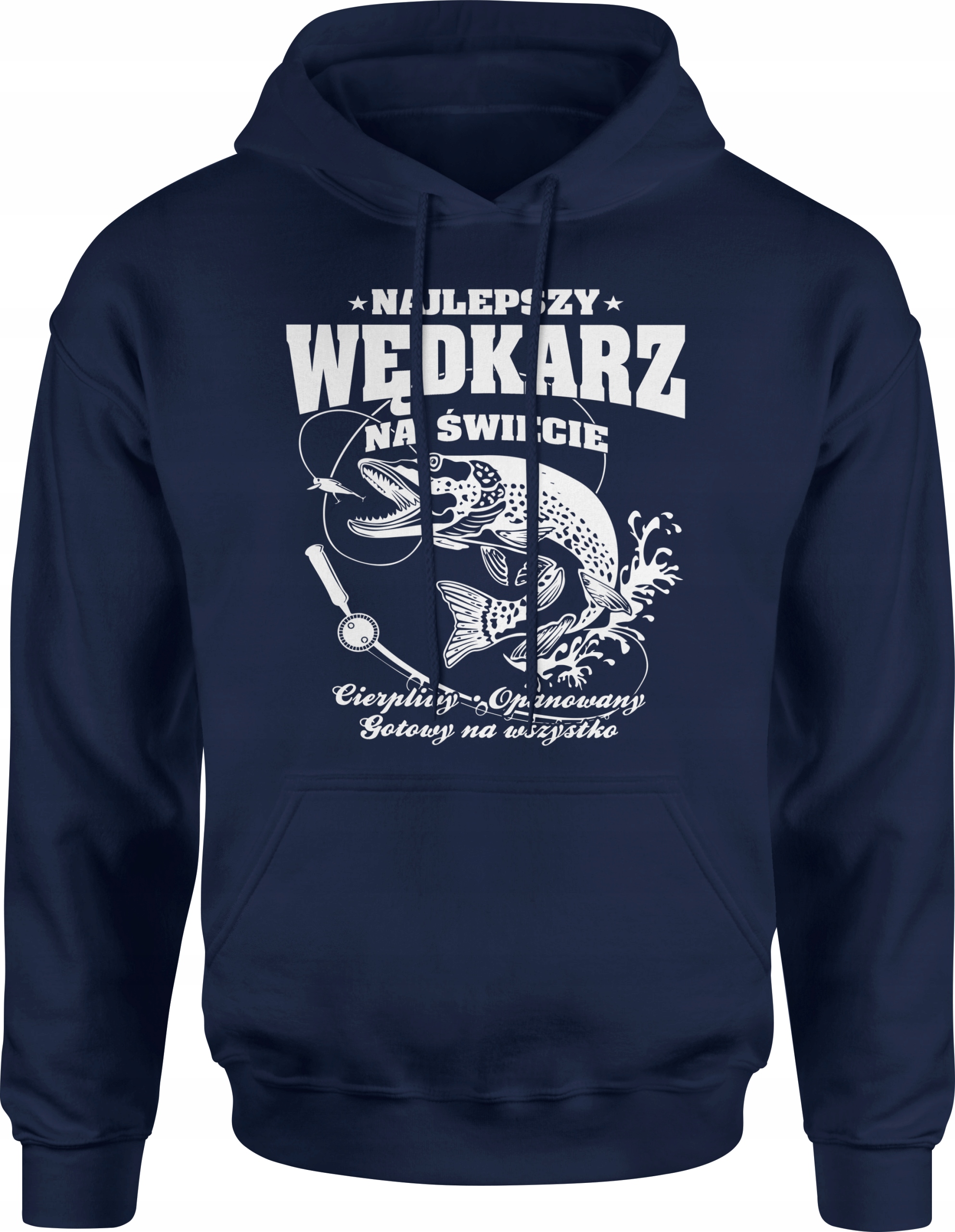 MĘSKA BLUZA Z KAPTUREM PREZENT DLA WĘDKARZA R. XL DRESOWA NADRUK