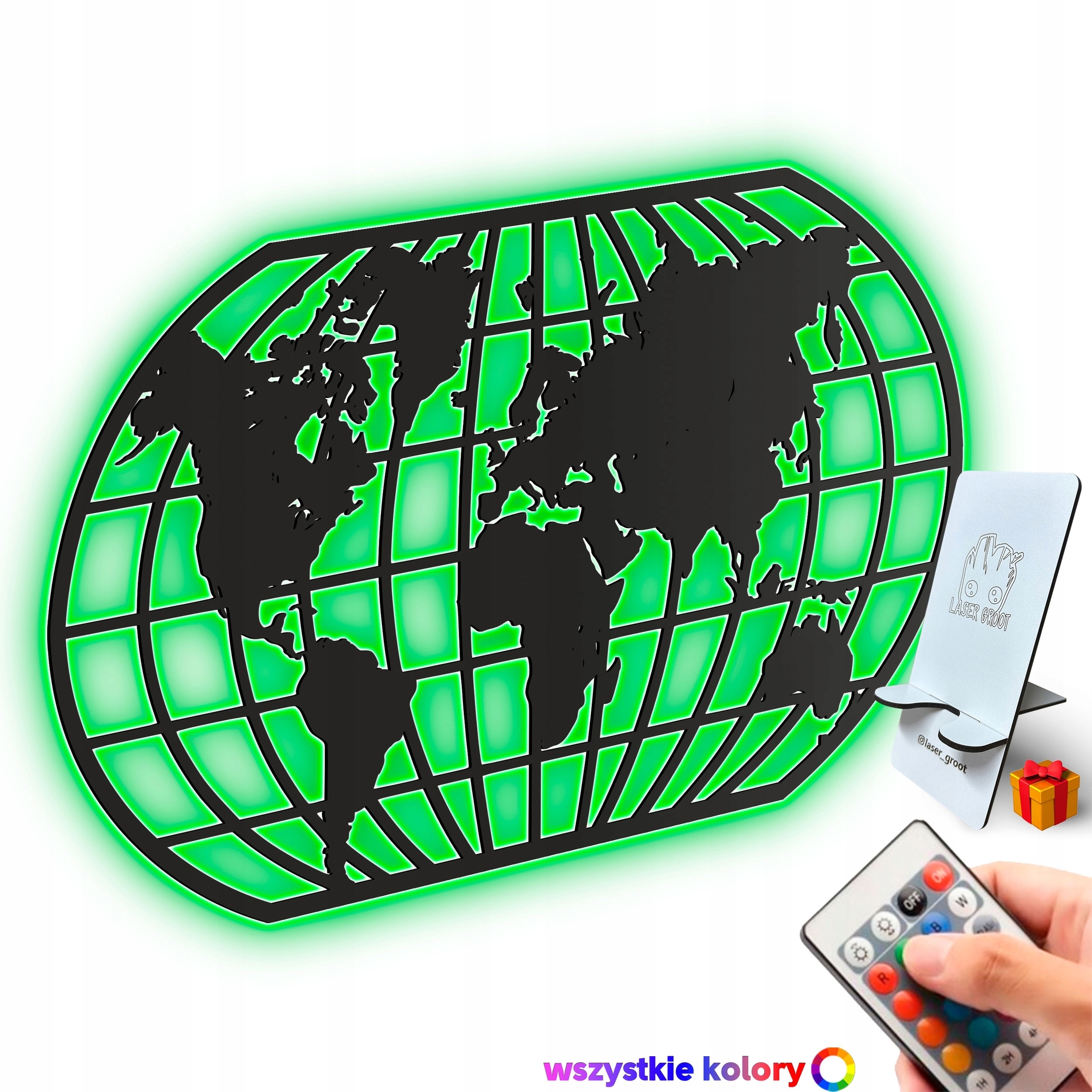 Dřevěný 3D obraz Mapa světa ve stylu loftu Nástěnná Noční Lampa Led XL