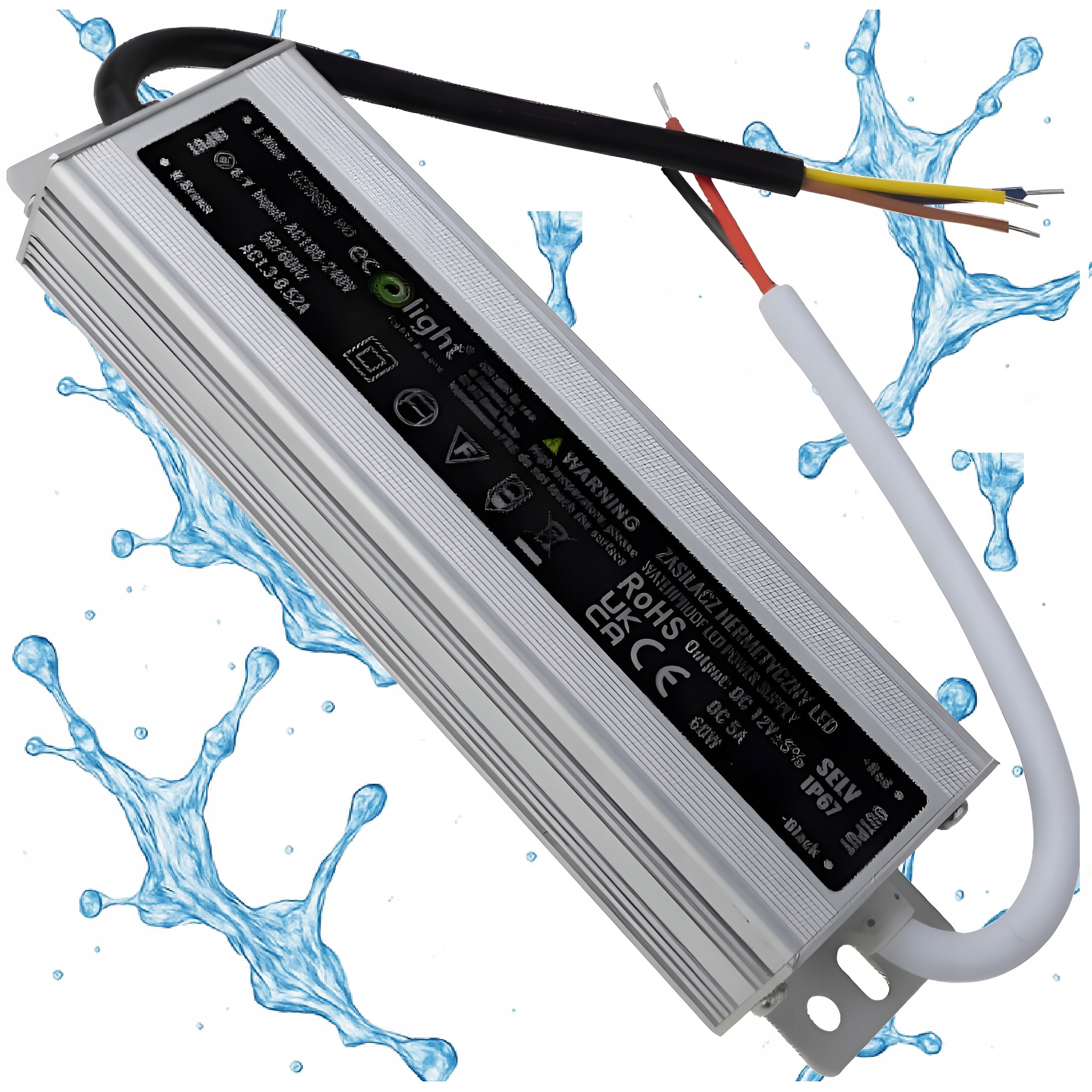 Zasilacz Led Hermetyczny Wodoszczelny Wodoodporny do Taśm Led IP67 12V 60W