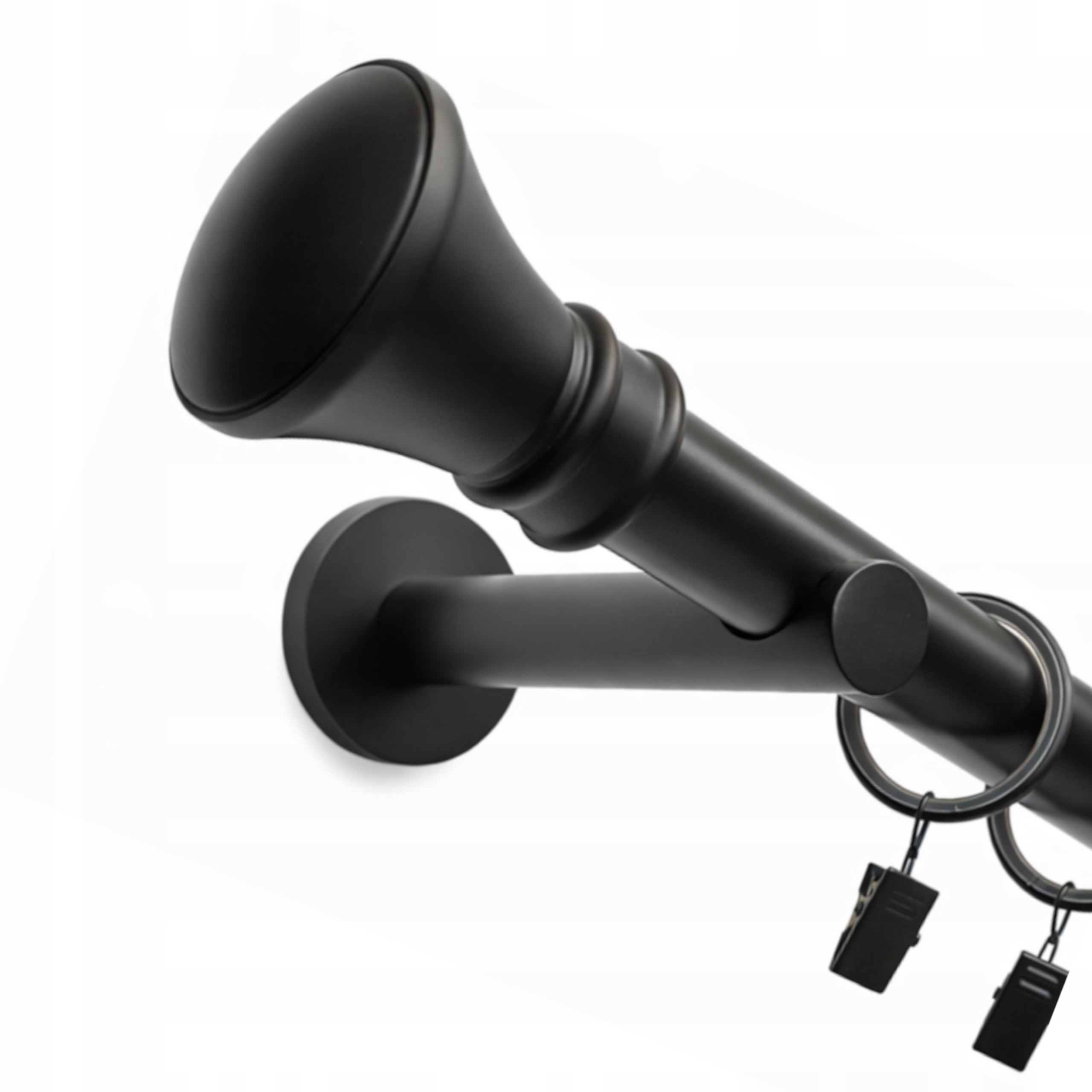 Garnýž Kovový, jednoduchý, 25 mm, záclonové tyče, černá, Černá Mat Monaco 200 cm