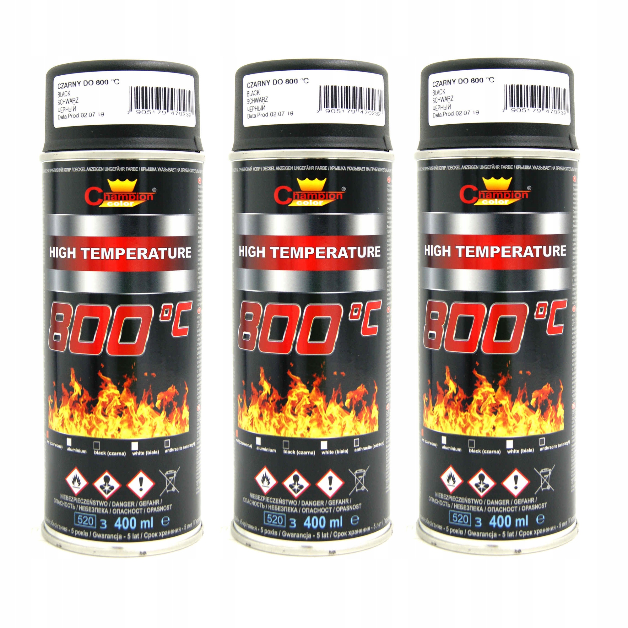 

3x Lakier Żaroodporny 400ml Czarna +800C