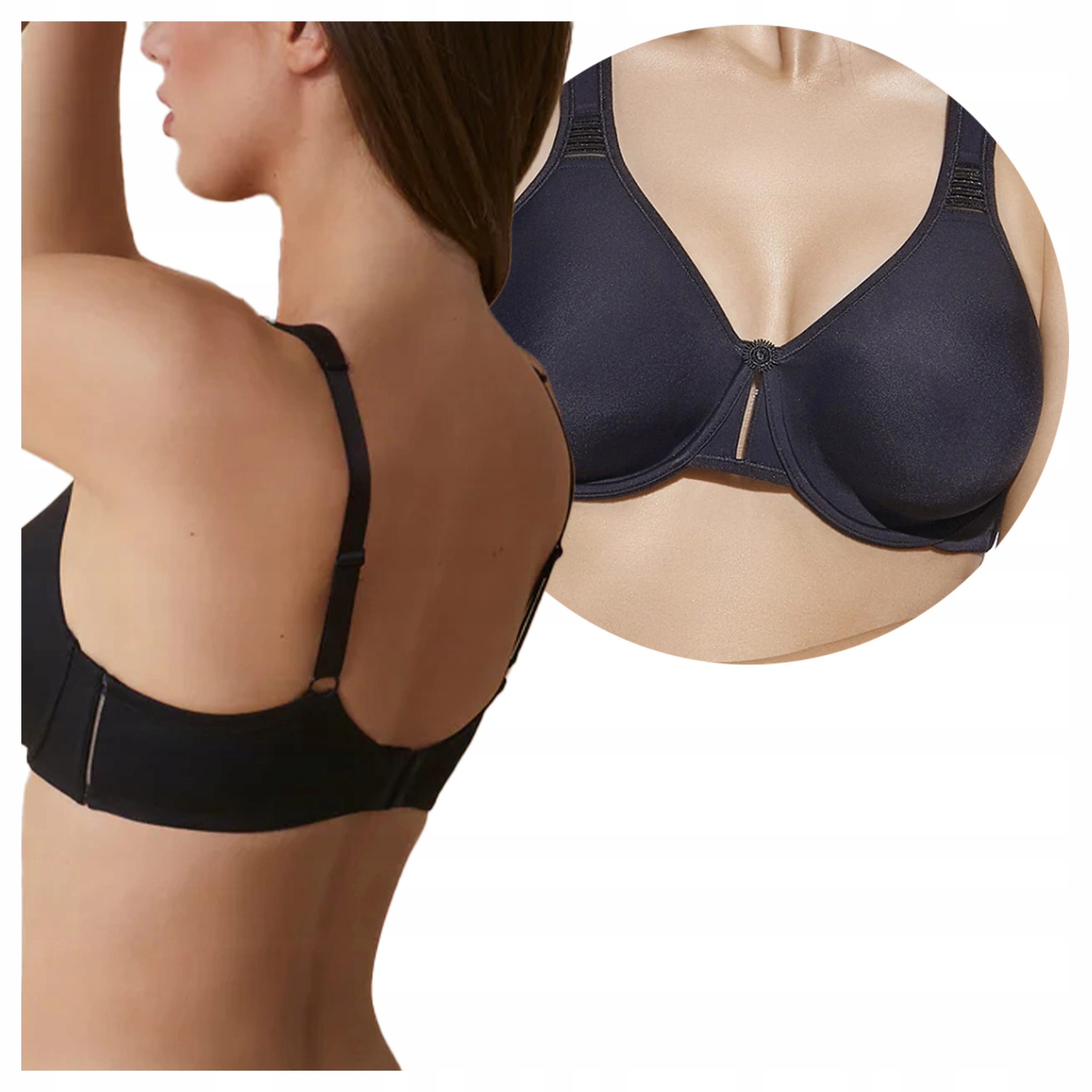 Podprsenka Měkká Hladká Mikrovlákno Pohodlná Ramínka 100D Lorea Černá