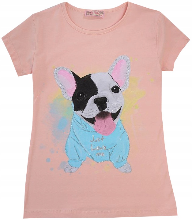 

Bluzka T-shirt Bawełna Piesek morela 134 H300R