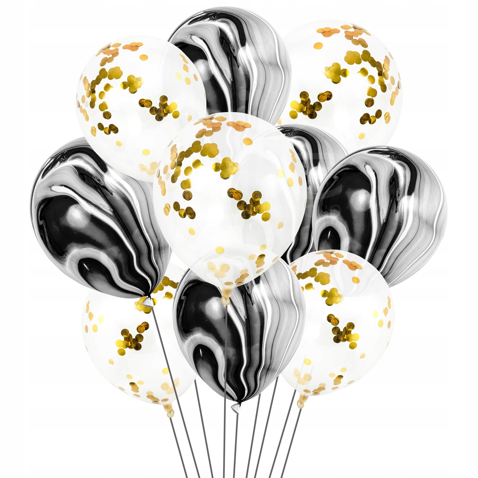 

Bukiet balonów Gold Konfetti + Marmur Czarny 10szt