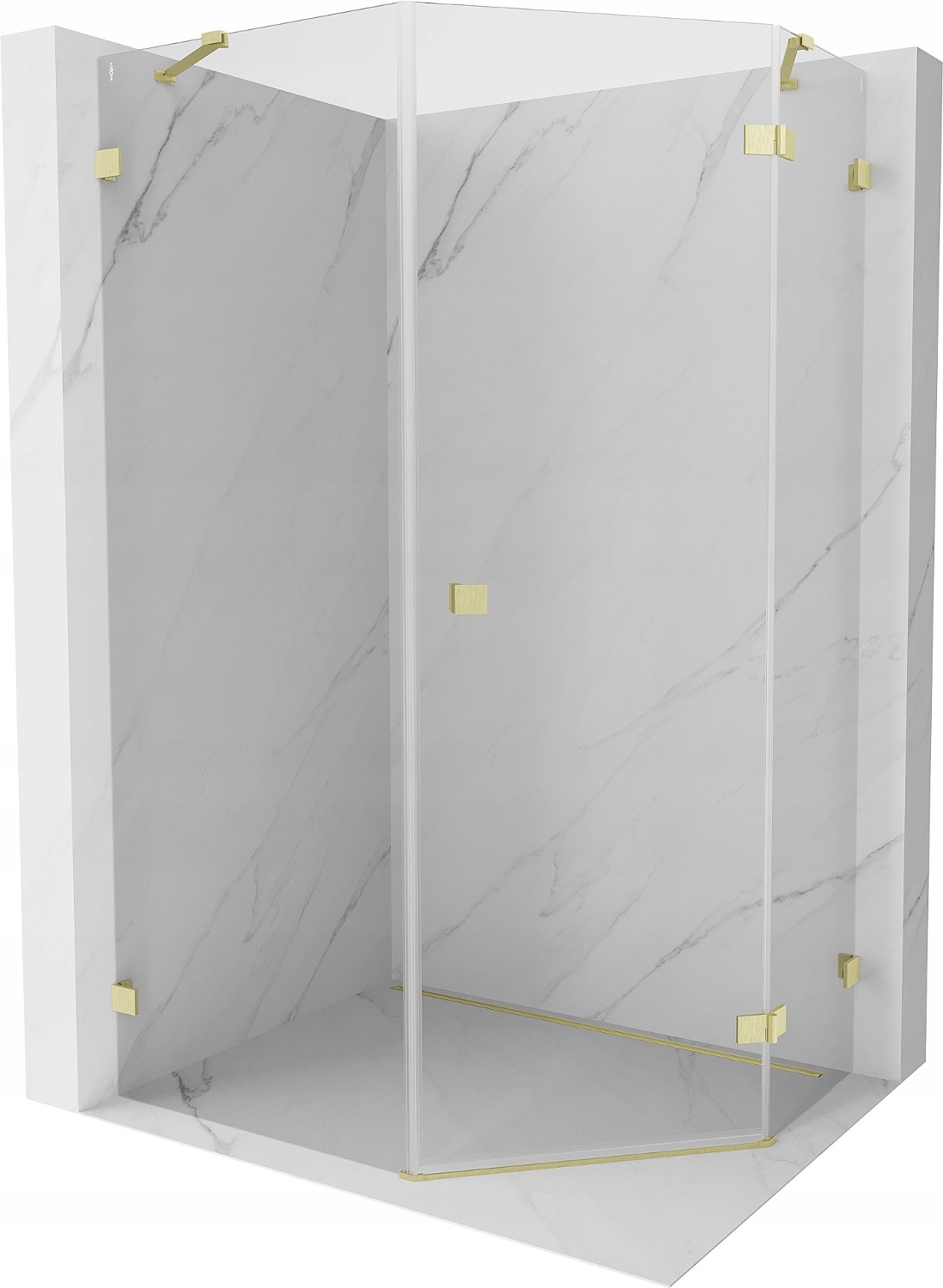 Mexen Lunar Kabina Prysznicowa Prawa 90X100 CM Transparent Złota Szczotka
