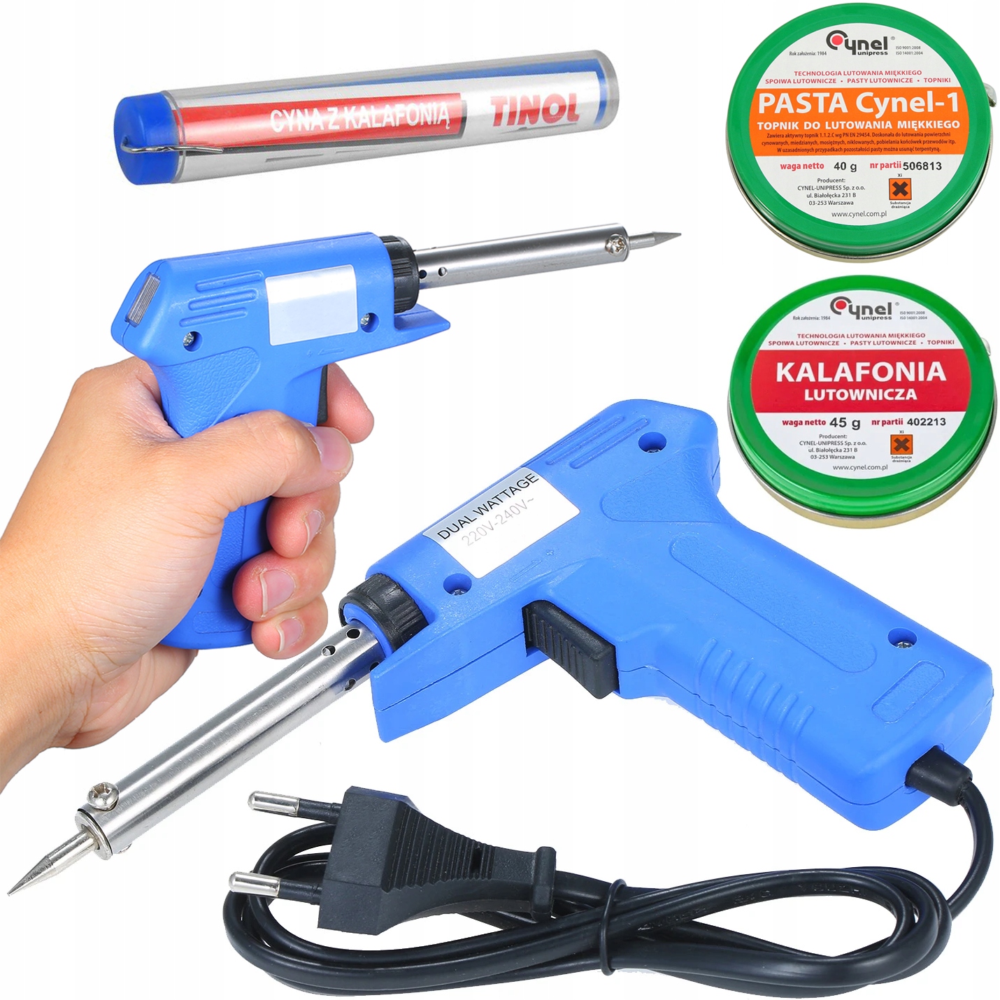 

Lutownica 130W Oporowa Pistolet, Cyna Pasta Zestaw
