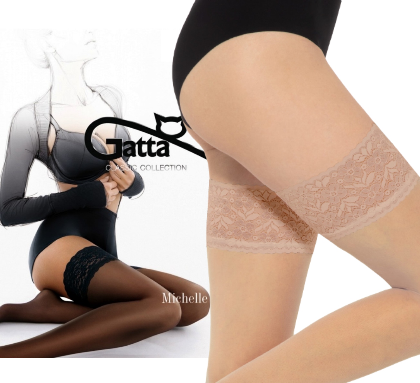 

Pończochy samonośne Gatta Michelle lycra 3/4 gold