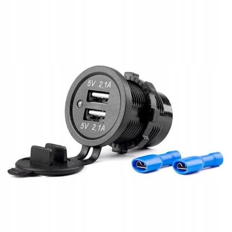 ŁADOWARKA SAM.12/24V 2XUSB DO ZABUDOWY CZARNA