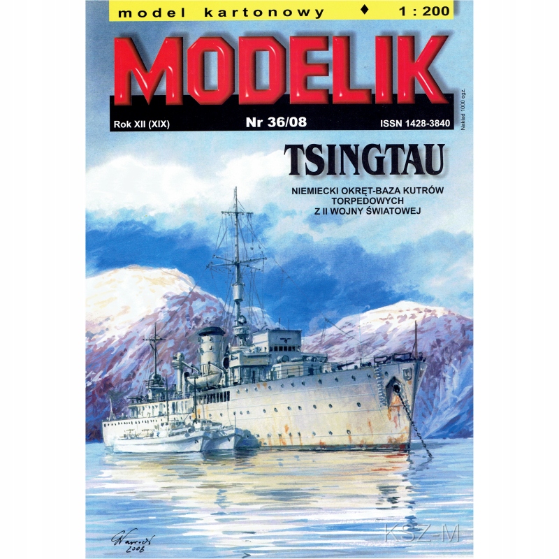 Modelik 36/08 Niemiecki okręt Tsingtau 1:200