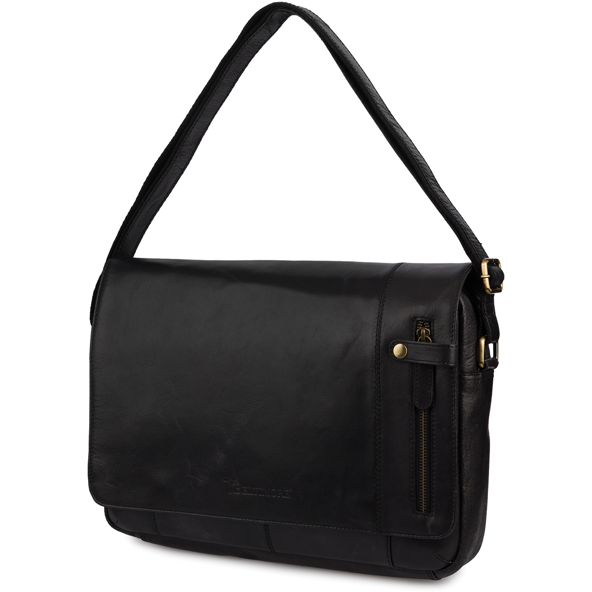 Pánská kožená taška přes rameno velká A4 černá pro vintage práci Beltimore