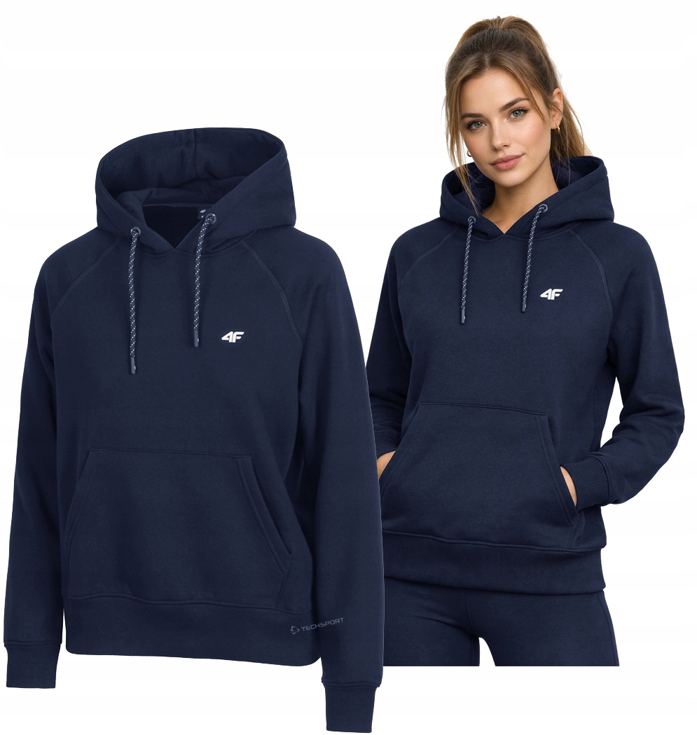 4F Ocieplana Damska Bluza Bawełniana Kangurka Z Kapturem rozm M