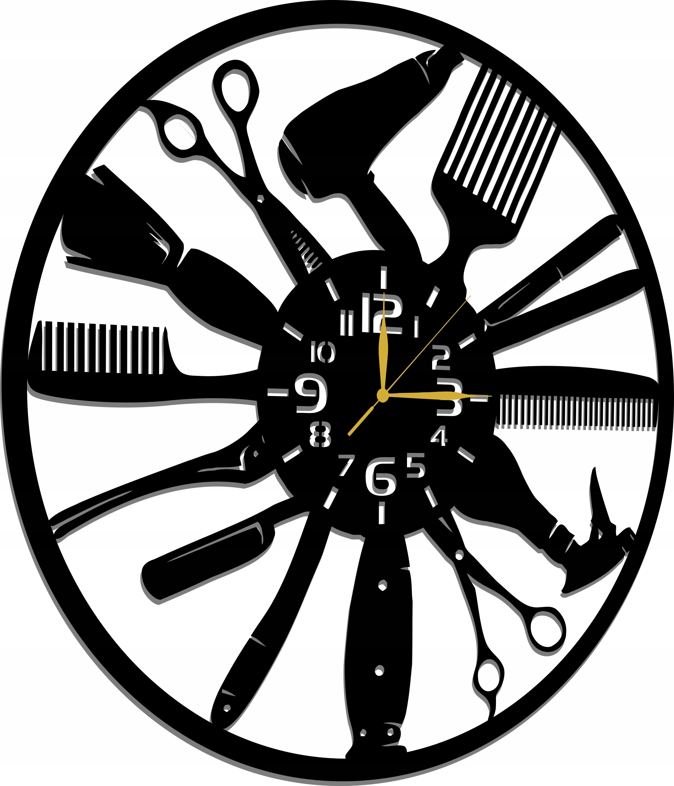 Hodiny Pro Kadeřníka Barbera Stylista Do Kadeřnického Salonu Dárek 60 CM 3D