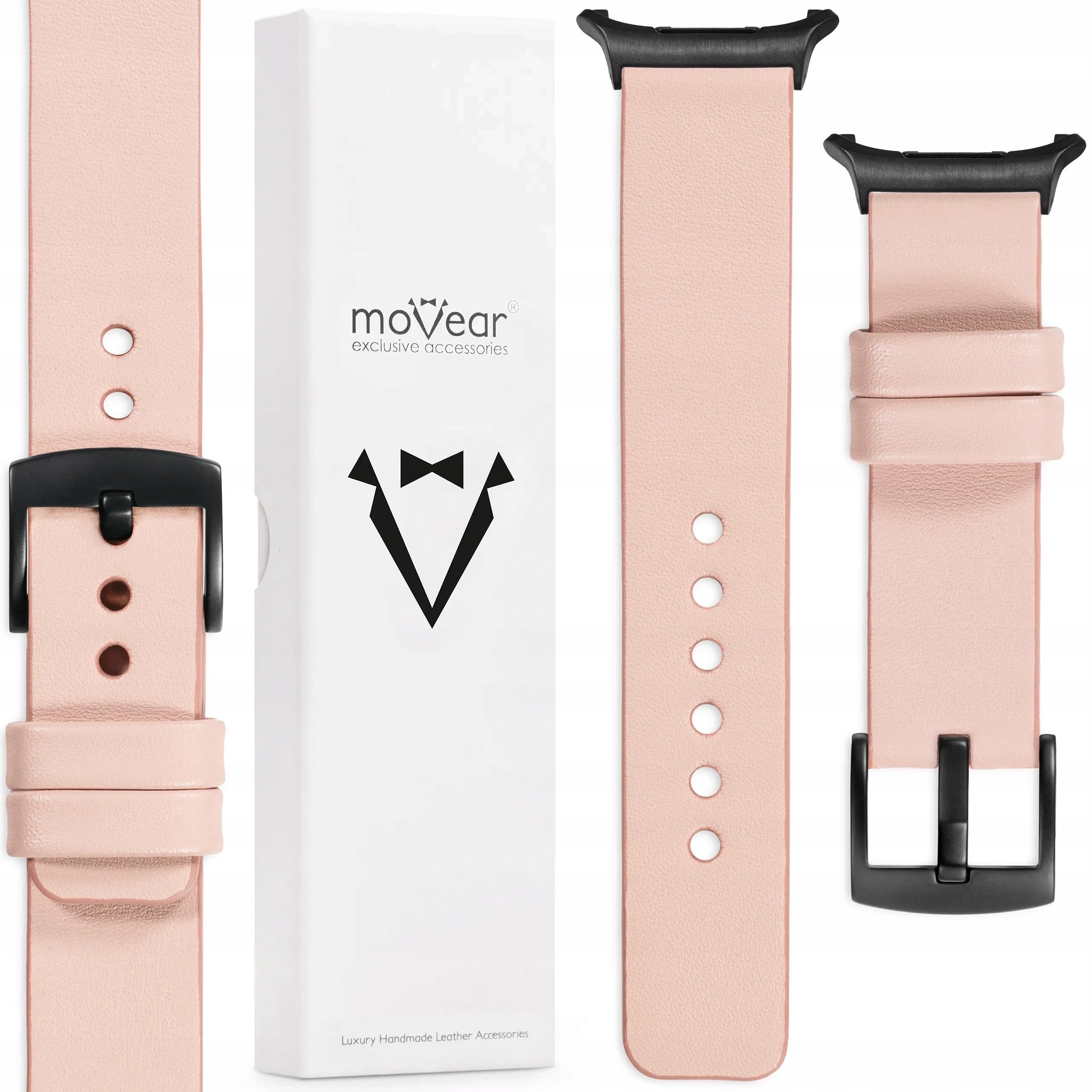 Kožený řemínek 24 mm pro Samsung Galaxy Watch Ultra elegantní růžový Movear