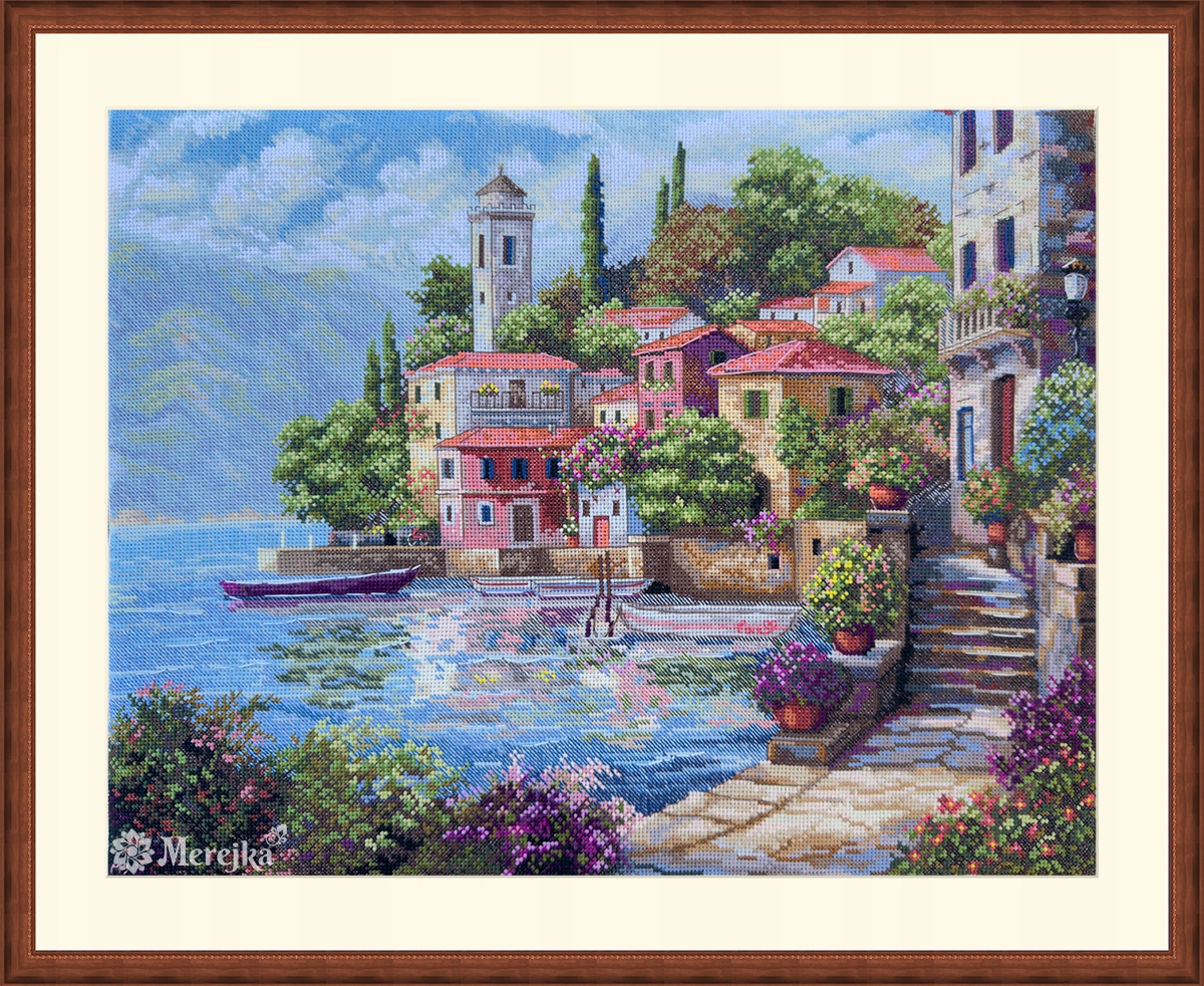 Sada pro křížkovou výšivku Merejka K-297 "Zahrady na břehu" 31x40 cm