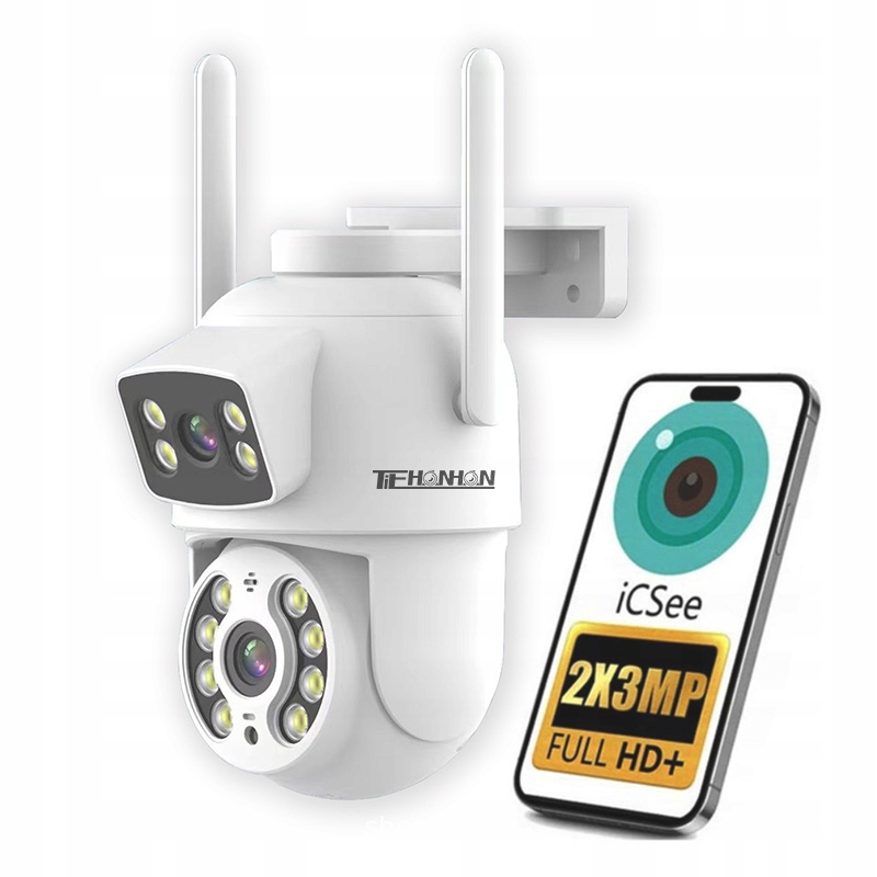 Venkovní Ip Kamera Wifi Otočná 2x 3MP Hd+ Dvojité Objekty Alarm Detekce Aplikace