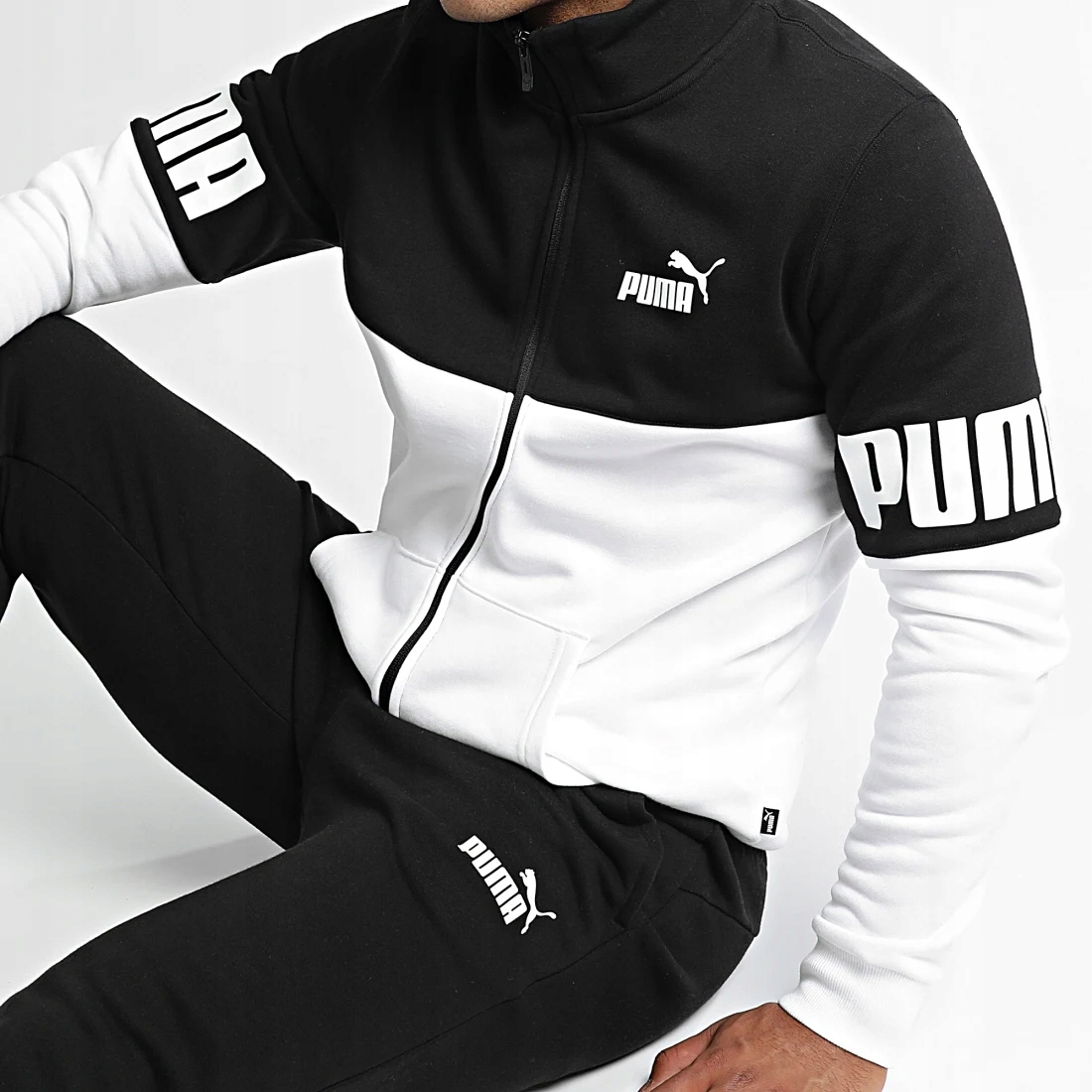 3040 DRES PUMA KOMPLET MĘSKI ROZPINANY BAWEŁNIANY CZARNY BEZ KAPTURA M Rozmiar M