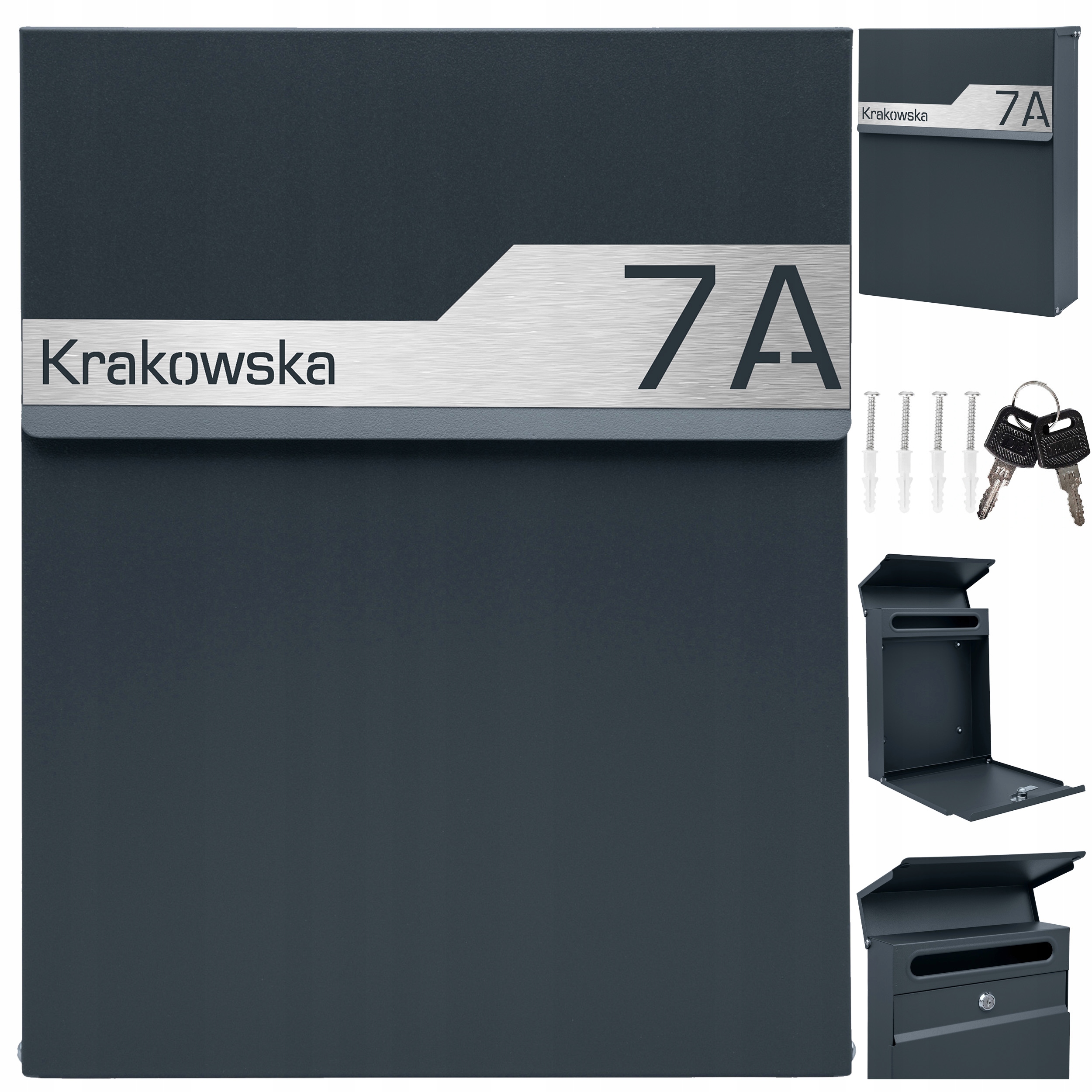 Poštovní Schránka Na Poštovní Seznamy Antracit Laminát Nápis Adresa Ulice Číslo